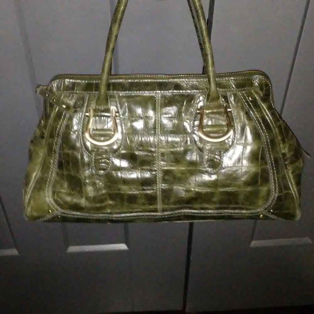 womens purse alligator print green liz claiborne
